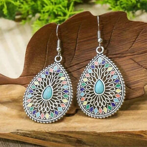 Colorful Bohemian Silver Earrings